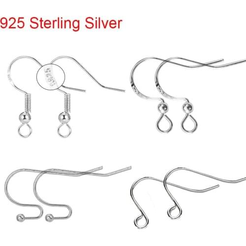 50pcs 925 Sterling Silver Plated Hypoallergenic Earrings Hook Anti Allergy Earring Clasps Making For Diy Jewelry Findings