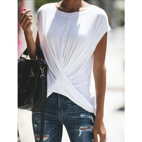 2021 Women Casual Summer T-Shirt Batwing Short Sleeve Loose Ruched Top Loungewear Tee Female Plus Size Pullover Camisas Mujer