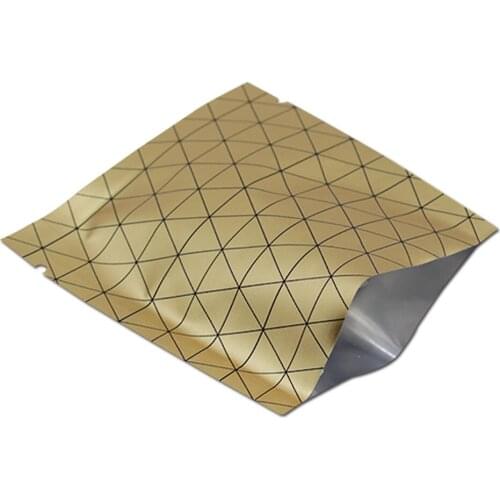 Gold Pure Mylar Foil Bags Heat sealing Vacuum Packaging Bags Open Top Food Package Bag Storage Bag Stripe Pattern Party Favor