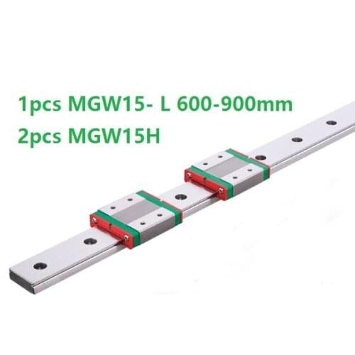 1pcs 100% Original HIWIN linear guide/rail MGW15 -L 600mm/700mm/800mm/900mm + 2pcs MGW15H Mini blocks for CNC parts