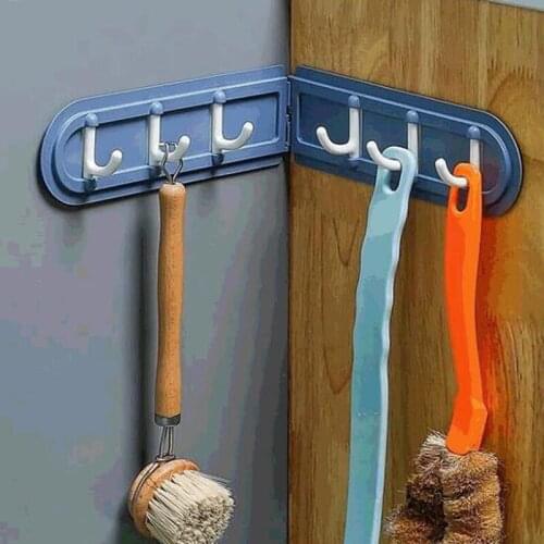 2pcs six rows of folding corner hooks, kitchen and living room hooks, non-punching multifunctional household hooks