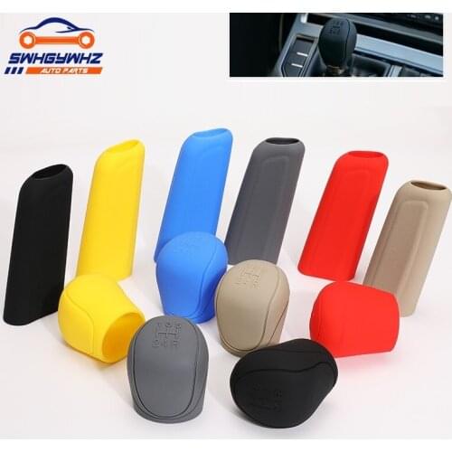 2Pc Car Auto Manual Silicone Shift Gear Head Knob Cover Handbrake Hand Brake Covers Sleeve Case Skin Protector Car Styling