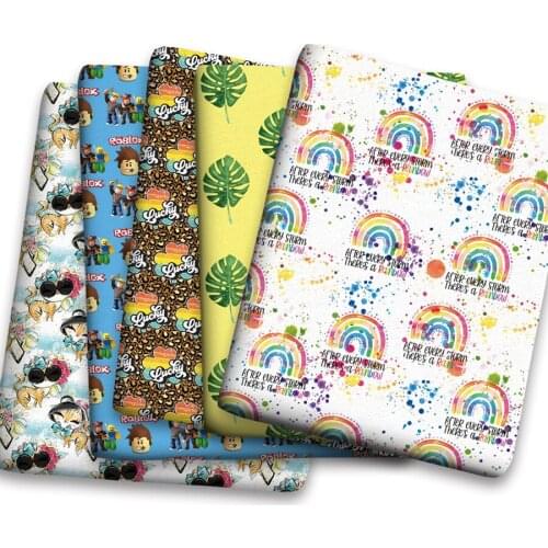 50*150cm Flower Cartoon Rainbow Lucky Pattern Printed Polyster Cotton Liverpool Bullet Fabric for DIY for Handmade By Yards