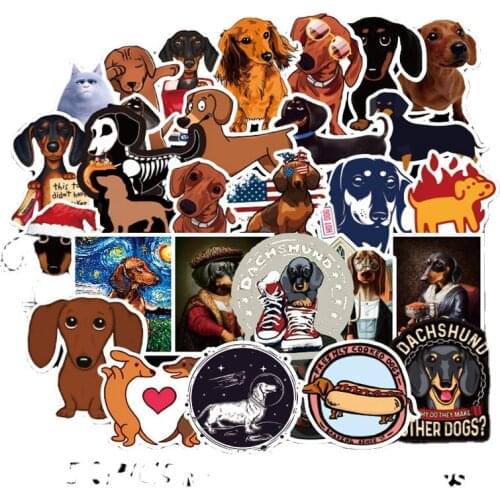 TD ZW 50Pcs Animal Stickers Cartoon Waterproof Cute Graffiti Stickers for Luggage Notebook Laptop Guitar Decals Hot Dog Sticker