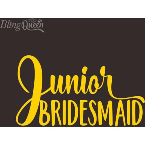 BlingQueen 12PCS/LOT Iron On Transfer Patch Junior Bridesmaid Metallic Foil Vinyl Heat Transfer Patches