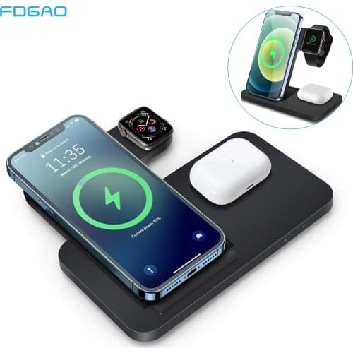 Fast Wireless Charger For iPhone 12 11 XR XS X 8 Apple Watch Chargers 3 in 1 Qi Charging Dock Station for Airpods Pro iWatch 6 5