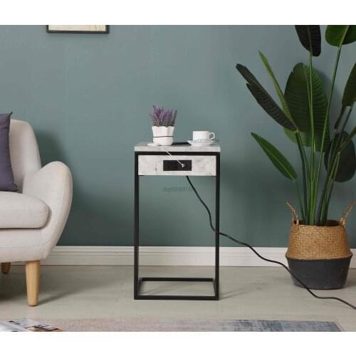 Sofa Side Table Nordic Modern Minimalist Light Luxury Wrought Iron Living Room European Ins Charging Small Tea Corner Table