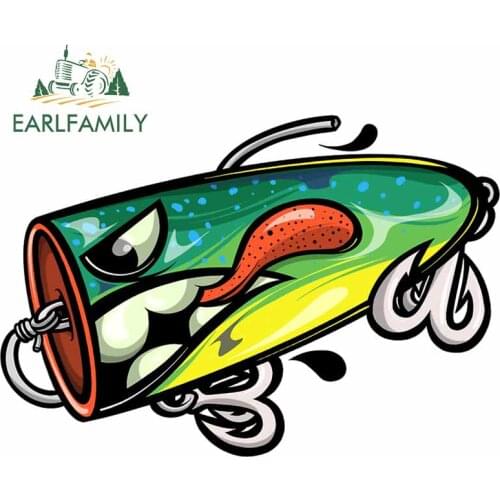 EARLFAMILY 13cm for Fishing Lure Car Stickers Vinyl Waterproof Decal Laptop Trunk Car Warp Custom Printing Window Decal