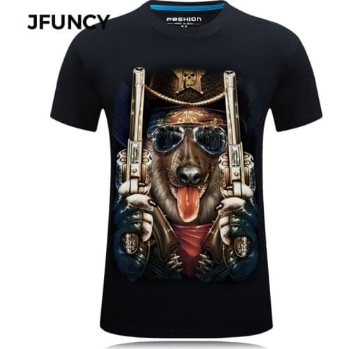 JFUNCY Men 3D T-shirt Summer Casual Harajuku Dog Print Man Tee Shirts Short Sleeve Male Tops Plus Size Hip-hop Tshirt