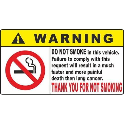 Interesting THANK YOU FOR NOT SMOKING Car Sticker Accessories KK Vinyl PVC 16cm*8cm Motorcycle Laptop Decal