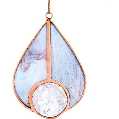 H&D Art Stained Glass Suncatcher Teardrop Ornament Rainbow Maker Sun Catchers Hang for Window Wedding Party Car Charms Gift