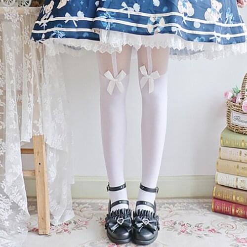 Japanese Lolita Women TIGHT Kawaii Bowknot Loli Syiching Pantyhose Black JK Pantynose College Socks Lo Cosplay Accessorie