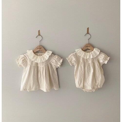 Baby Romper New Summer Clothes Infant Cute Princess Ruffle Collar Shirt Newborn Girls Solid Color Short Puff Sleeve Shirts Top