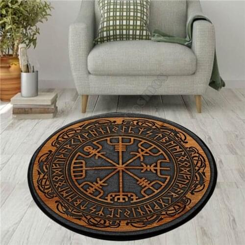 Viking Tattoo Tree Of Life Carpet Anti-Skid Round shape Floor Mat 3D Rug Non-slip Mat Dining Living Room Soft Bedroom Carpet 02