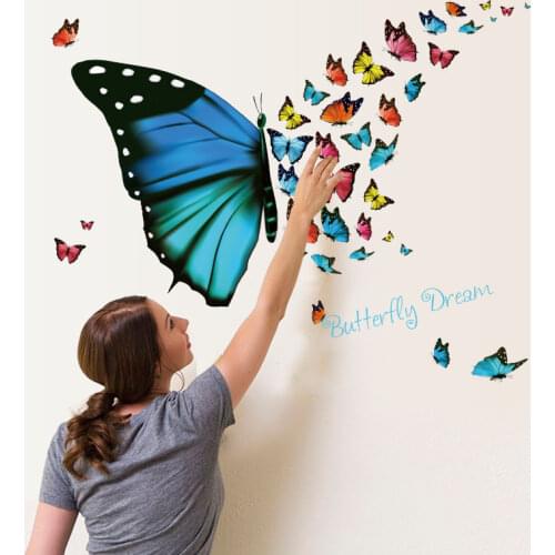Beautiful Flying Butterfly Living Room Entrance Glass Window Freezer Decorative Wall Sticker