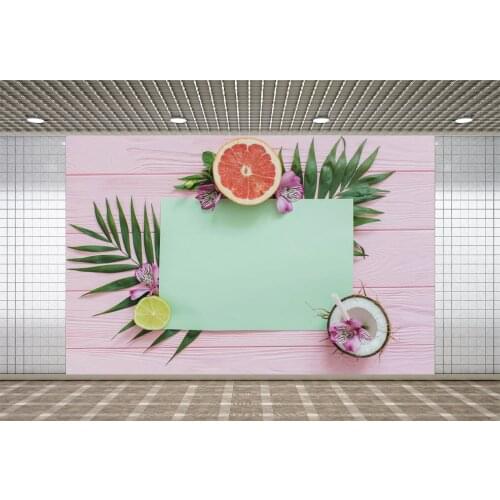 Lyavshi Pink Wooden Board Backdrop Grapefruit Coconut Birthday Baby Shower Party Decor Photography Background Photo Studio Props