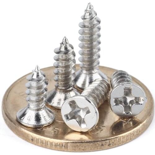 M1 M1.2 M1.4 M1.5 M1.7 Phillips Flat Head Self Tapping Screw Small Metric Thread Countersunk Bolt Steel Nickel Plated