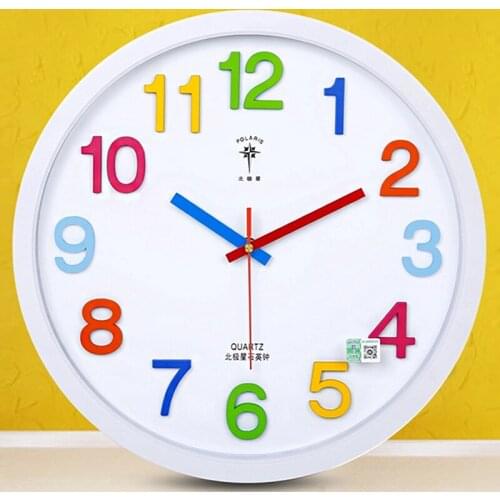 Cartoon Cute Wall Clock Glass Round Stylish Kids Room Wall Clock Minimalist Quiet Digital Orologio Casa Home Decoration WE50WC