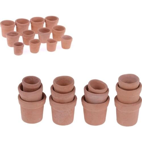 12pcs Mini Red clay Flowerpot Simulation Garden Flower Pot Model Toy For 1/12 doll house Miniature Accessories