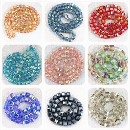 Fashion 20pcs crystal glass 10mm square cube faceted colorful diy weddings loose spacers beads jewelry findings accessories B988