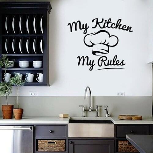 My kitchen my rules vinyl graphic wall art sticker cafe bar restaurant shop Kitchen Wall Decal Modern Hot Selling Mural z005