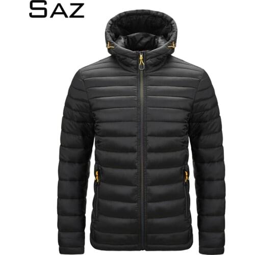 Saz Men Winter Autumn Jacket Jackets Men Hooded Ultra Light Down Jackets Warm Outwear Coat Parkas Outdoors