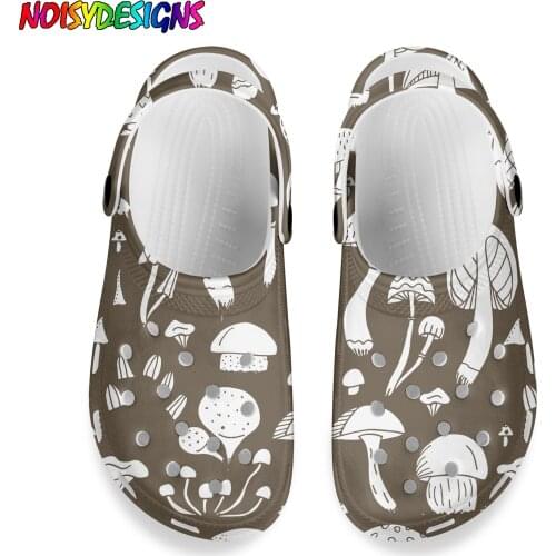 NOISYDESIGNS 2021 Sandals Men Women Summer Mushroom Printed Hole Shoes New Girls Boys Clogs Garden Outside Beach Flat Slippers
