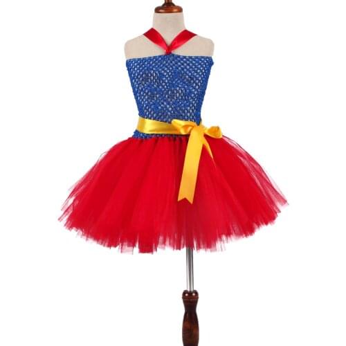 Super Girl Fluffy Tutu Dress Baby Girls First Birthday Tulle Dress Photo Props Kids Dance School Performance Halloween Costume