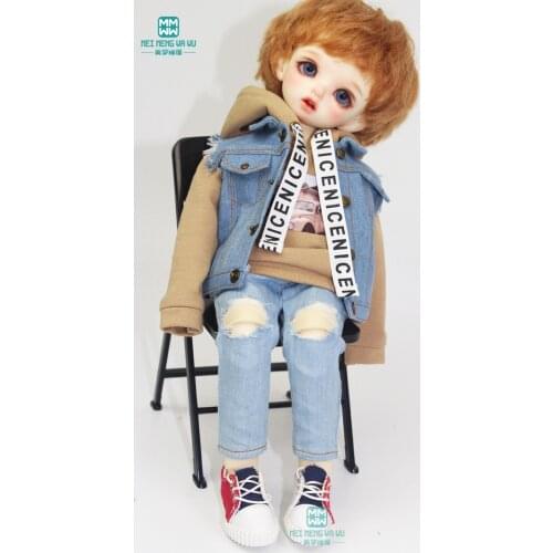 Clothes for doll fit 30cm 1/6 BJD YOSD doll fashion Sports hoodie, denim horse, hole pants