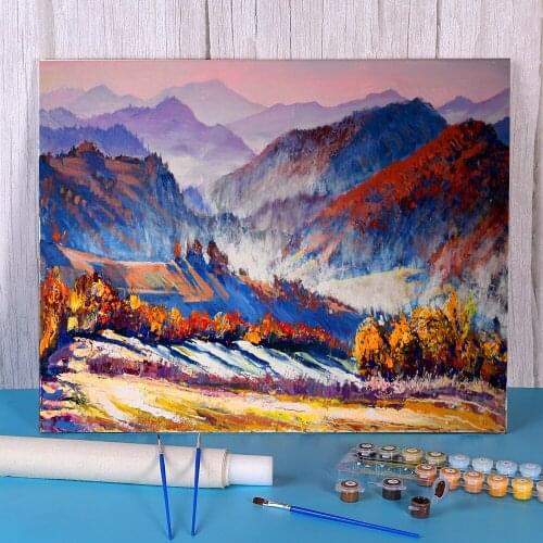 Landscape Morning Fog. Etude. Paint By Numbers Set Oil Paints 50*70 Boards By Numbers Home Decoration For Kids Wall Handiwork