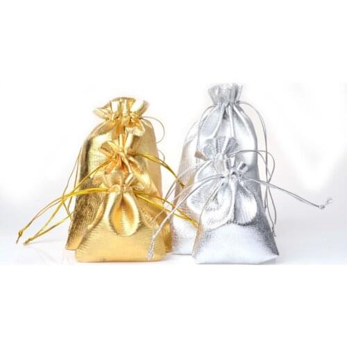 Festive Party Supplies Event Golden Silver Coated Cloth Jewelery Pouches Bundle Pockets Gifts Packaging Yarn Bags 100pcs/lot