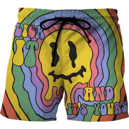 PLstar Cosmos New summer Fashion Shorts Psychedelic Smiley 3D Printed Male/Female streetwear Casual Cool Shorts 01