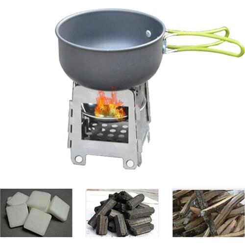 Camping Herd Outdoor Leichte Camping Holz Herd Foldable Picnic Stove Barbecue Grill Charcoal Alkohol Herd Mit Alkohol Tray