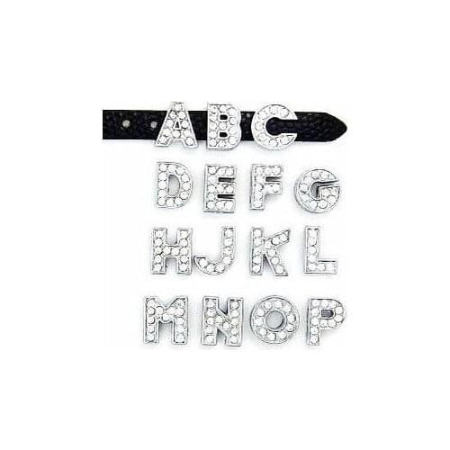10MM Full Rhinestones Slide Letter 20PCS/lot " N-Z Can Choose Each Letter " Fit For DIY Wristband & Key Chains