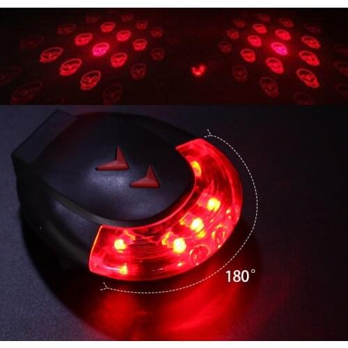 Skull Projection Taillight Night Safety Warning Line Laser Tail Light USB Charging Bicycle Rear Light LED Cycling Accessories