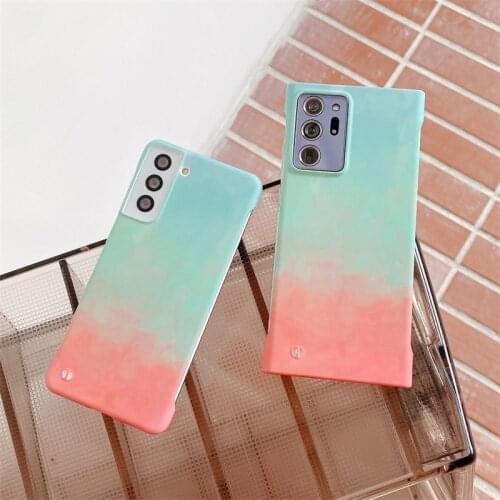 Ultrathin Gradient Matte Hard PC Frameless Phone Case For Samsung Galaxy S21 Ultra S20 FE Note20 Boundless Peach Back Cover