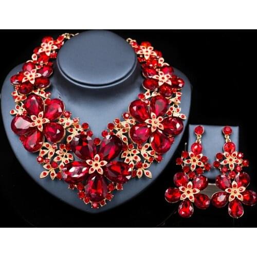 LAN PALACE new gifts for women wedding jewelry set Austrian crystal necklace and earrings free shipping
