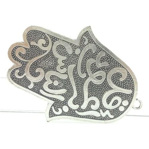1pc Charms Hamsa Hand 71*51.5mm Tibetan Silver Plated Antique Pendants DIY Handmade Craft Jewelry Making 16167