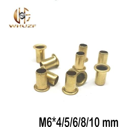 100pcs M6*4/5/6/8/10 mm Hollow Copper rivet Bronze rivets Cross hole Brass rivets Single tube DIY accessories