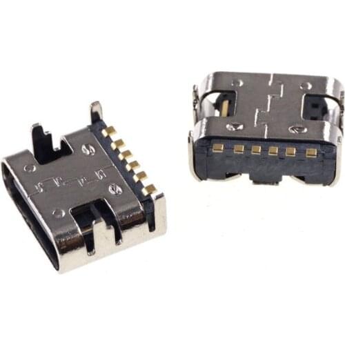 100 pcs USB 3.1 Type C Connector 6 Pins Receptacle Power Charge 3A 30V Rated Socket PCB Shield USB-C Support Pins Through Hole