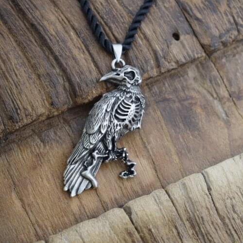 12pcs Gothic Bird Odin Crow Skull Necklace Halloween Raven Jewelry Viking Accessories