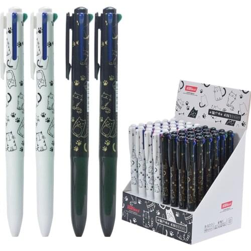2 pcs/lot 4 Colors Black White Cat Red Black Blue Green Ballpoint Pen School Office Supply Gift Stationery Papelaria Escolar