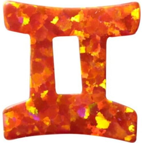 20PCS/Lot 11*11.5MM Opal Jewelry Working Necklaces For Women Op31 Synthetic Opal 12 Zodiac Signs GEMINI Pendants