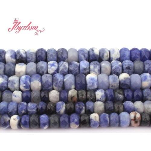 3x6mm 4x8mm Faceted Blue Sodalite Stone Rondelle Spacer Loose Beads for DIY Bracelet Necklace Jewelry Making 15"Free Shipping