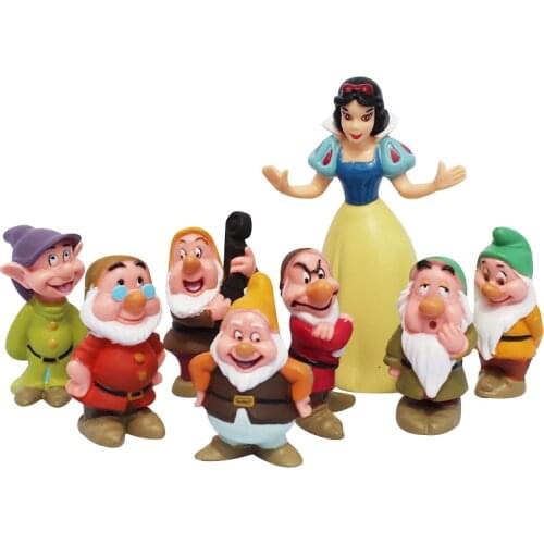 4-8cm 8pcs/Lot Princess Snow white and the Seven Dwarfs PVC Action Figures Dolls Model Toys Kids Birthday Gifts