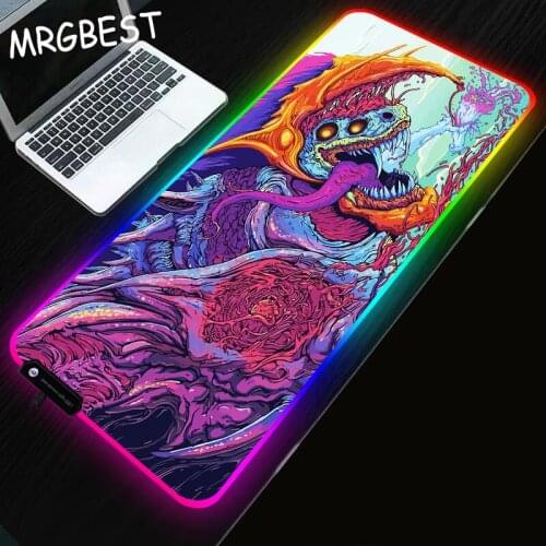 Super Beast Anime Large Gaming Mouse Pad Pads LED RGB Lighting Game MousePad Computer Keyboard desk mat Waterproof Carpet Pad