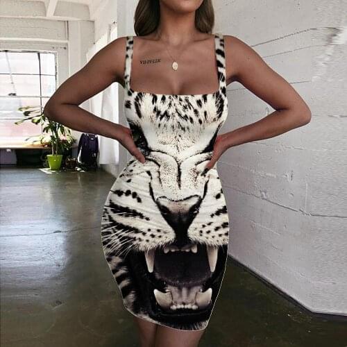 Giyu Animal Dresses Women Tiger Ladies Dresses Leopard Bodycon Dress Ferocious 3d Print Womens Clothing Plus Size New