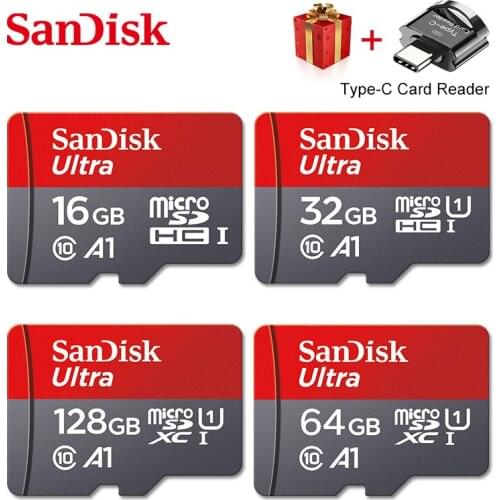 SanDisk Memory Card 128GB 64GB 100MB/S Micro sd card 256GB UHS-1 Class10 16GB 32GB flash card Memory Microsd Type-C Card Reader