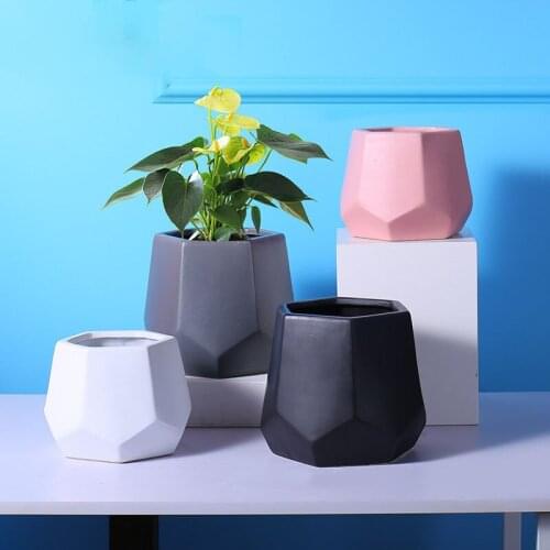 Nordic Modern Ceramic Flower Pots Home Gardening Decoration Accessories Geometric Planter Office Decoration Succulent Potted