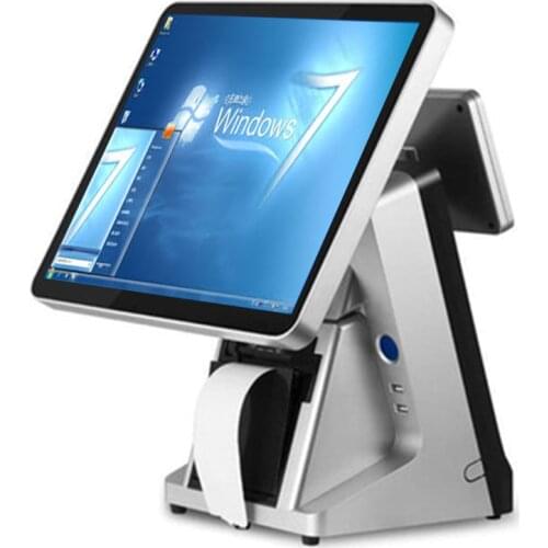 Lottery 15'' black POS machine for retailer Cash Register with built-in printer VFD POS System